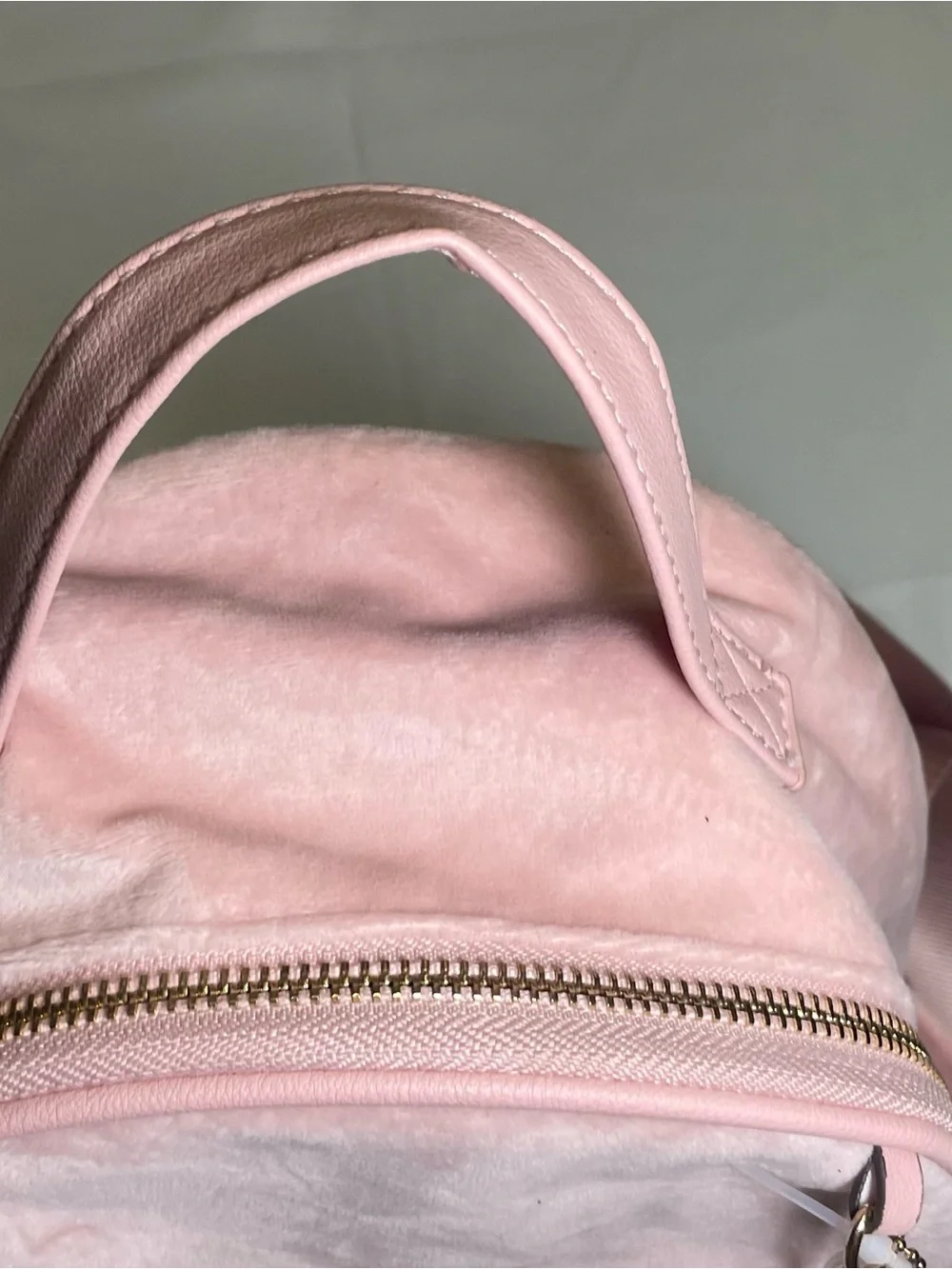 Juicy Couture Soft Pink Velvet  Mini Backpack with Heart Charm‎